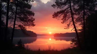 Silhouetted Trees At Vibrant Sunset Sky