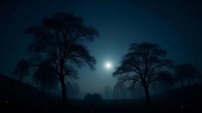 Silhouetted Trees Under Starry Night Sky