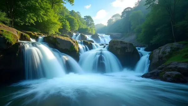 Silky Smooth Waterfalls Over Mossy Rocks