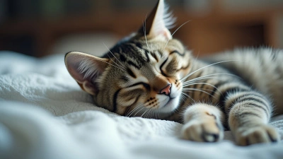 Silver Tabby Cat Resting on Soft Fabric