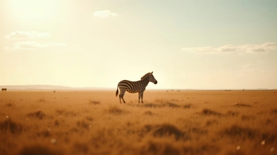 Single Zebra in Open Savannah Landscape