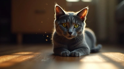 Sleek Gray Cat With Green Eyes