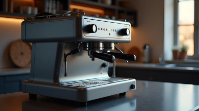 Sleek Gray Espresso Machine Close-Up
