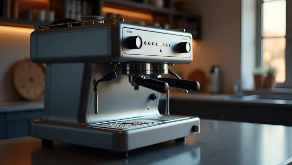 Sleek Gray Espresso Machine Close-Up