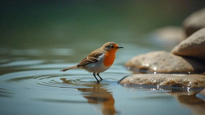 Small Bird With Vibrant Feathers In Shallow Water