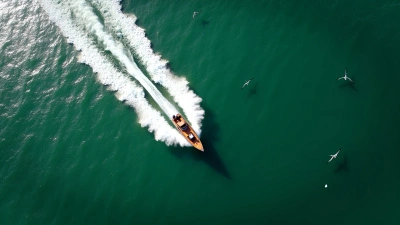 Small Boat Speeding Through Clear Green Ocean