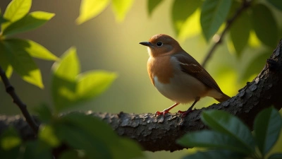 Small Brown Bird On Tree Branch