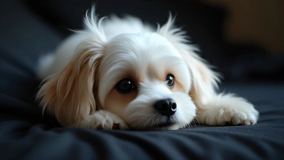 Small White Long-Haired Dog On Black Fabric