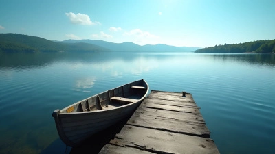 Small Wooden Boat Floating on Calm Lake