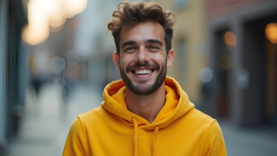 Smiling Man in Bright Yellow Hoodie Outdoors