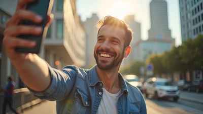 Smiling Man Taking Selfie Outdoors
