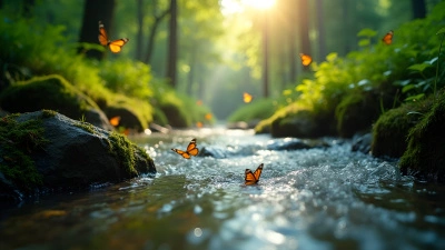Smooth Flowing Water Stream In Forest