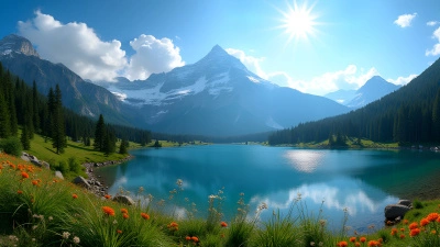 Snow-Capped Mountain With Alpine Lake View