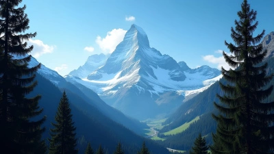 Snow-Capped Mountain Peak With Pine Trees