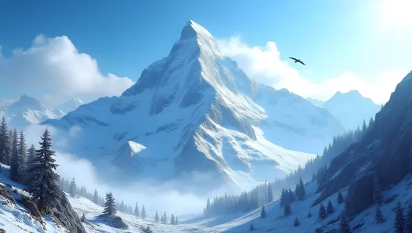 Snow-Capped Mountain Peak Under Blue Sky