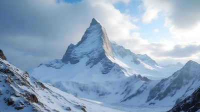 Snow-Covered Mountain Peak Under Cloudy Sky