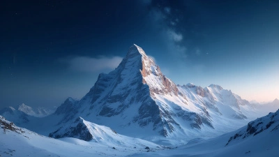Snow-Covered Mountain Peak Under Starry Night