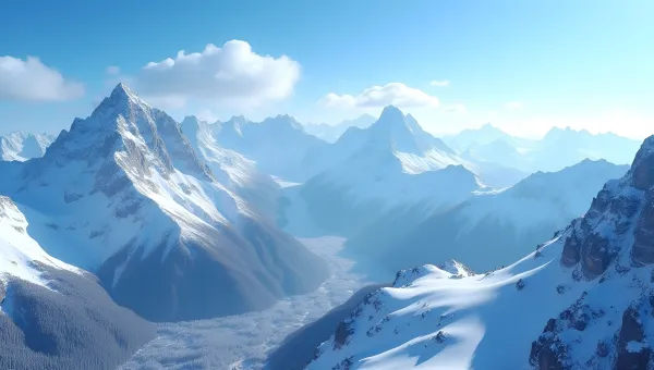 Snow-Covered Mountain Peaks Aerial View