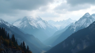 Snow-Covered Mountain Peaks Under Overcast Sky