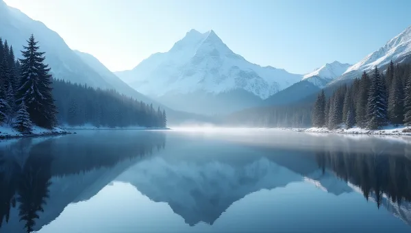 Snow-Covered Mountain Reflected in Calm Lake