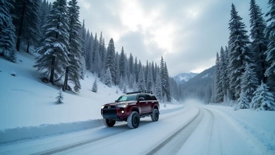 Snow-Covered Mountain Road With SUV