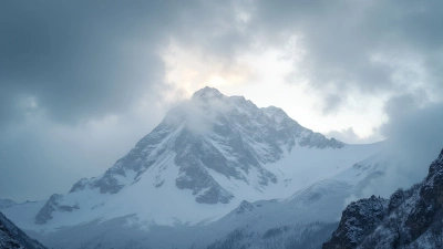Snow-Covered Mountain Under Overcast Sky