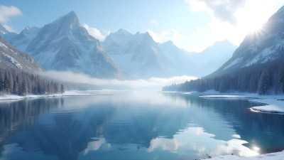 Snow-Covered Mountains Beside Calm Lake