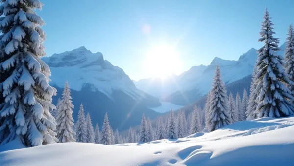 Snow-Covered Mountains With Frosted Evergreen Trees