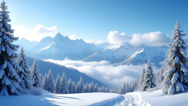Snow-Covered Mountains Under Clear Blue Sky