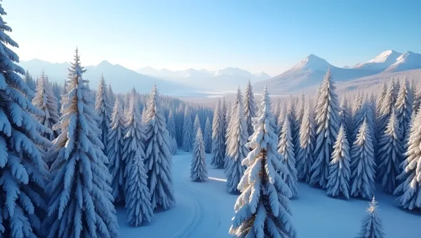 Snow-Covered Pine Forest On Winter Morning
