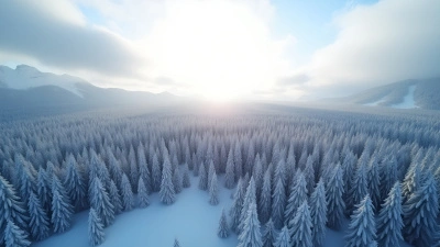 Snow-Covered Pine Trees Under Overcast Winter Sky