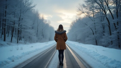 Snow-Covered Road With Woman In Warm Coat