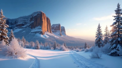 Snow-Covered Rock Formation In Winter Landscape