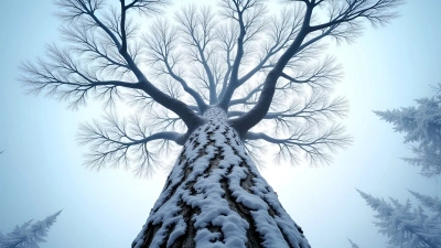 Snow-Covered Tree Towering Overhead In Winter