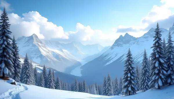 Snow-Covered White Mountains With Pine Trees