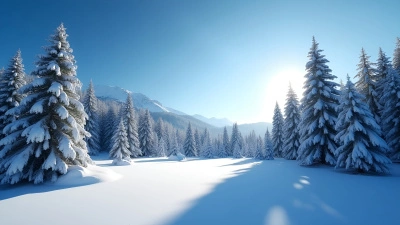 Snow-Laden Evergreen Trees In Winter Sunlight