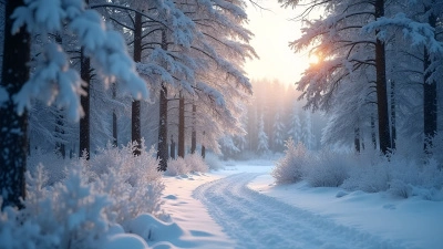 Snow-Laden Trees in Serene Winter Forest