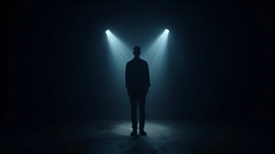 Solitary Figure Under Vivid Spotlight Silhouette