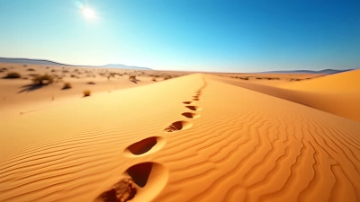 Solitary Footprints Across Golden Desert Sand