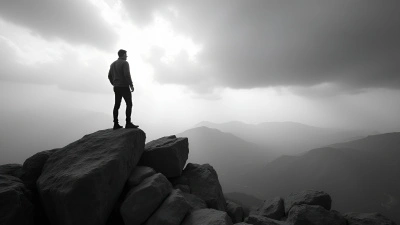 Solitary Man Standing On Rugged Rock Formation