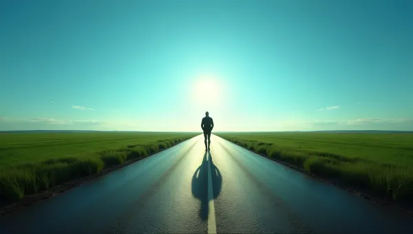 Solitary Person On Empty Rural Road