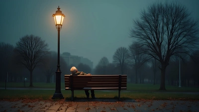 Solitary Person Reclining on Wooden Bench in Urban Park