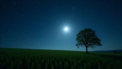 Solitary Tree on Green Grass at Night