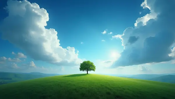 Solitary Tree on Rolling Hill Landscape
