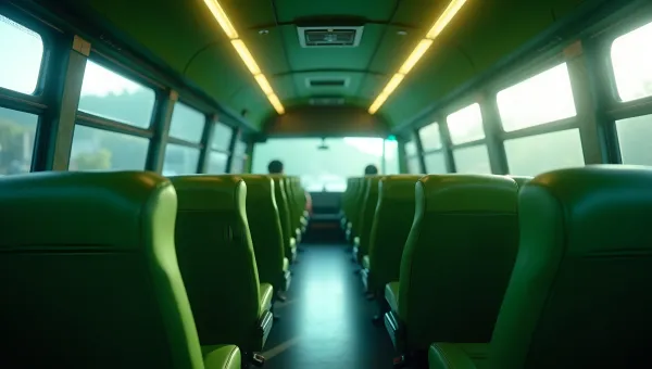 Spacious Green Bus Interior With Comfortable Seating