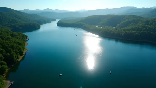 Sparkling Blue Lake Surrounded by Green Trees
