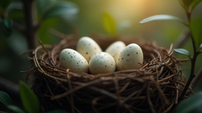 Speckled Bird Eggs Nest Close-Up