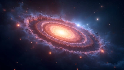 Spiral Galaxy with Colorful Nebulae in Deep Space