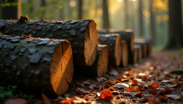 Stacked Weathered Tree Trunks Outdoors