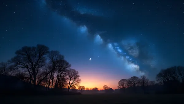 Starry Night Sky Over Peaceful Landscape